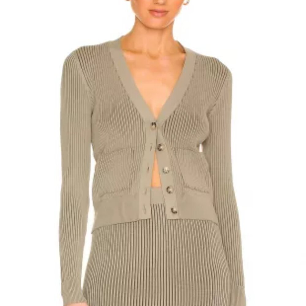 Anine Bing Layla Green Khaki and Olive Cardigan